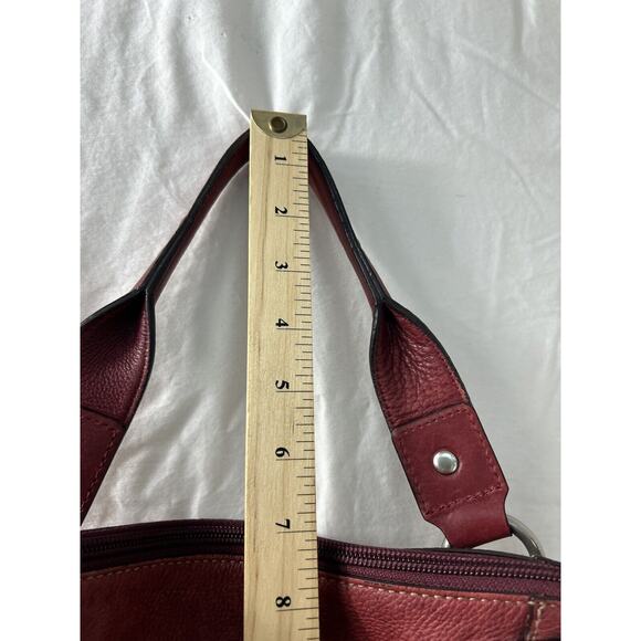 FOSSIL Red‎ Leather Large Business Bag Tote Purse Metal Embellishment Vintage - Picture 4 of 10